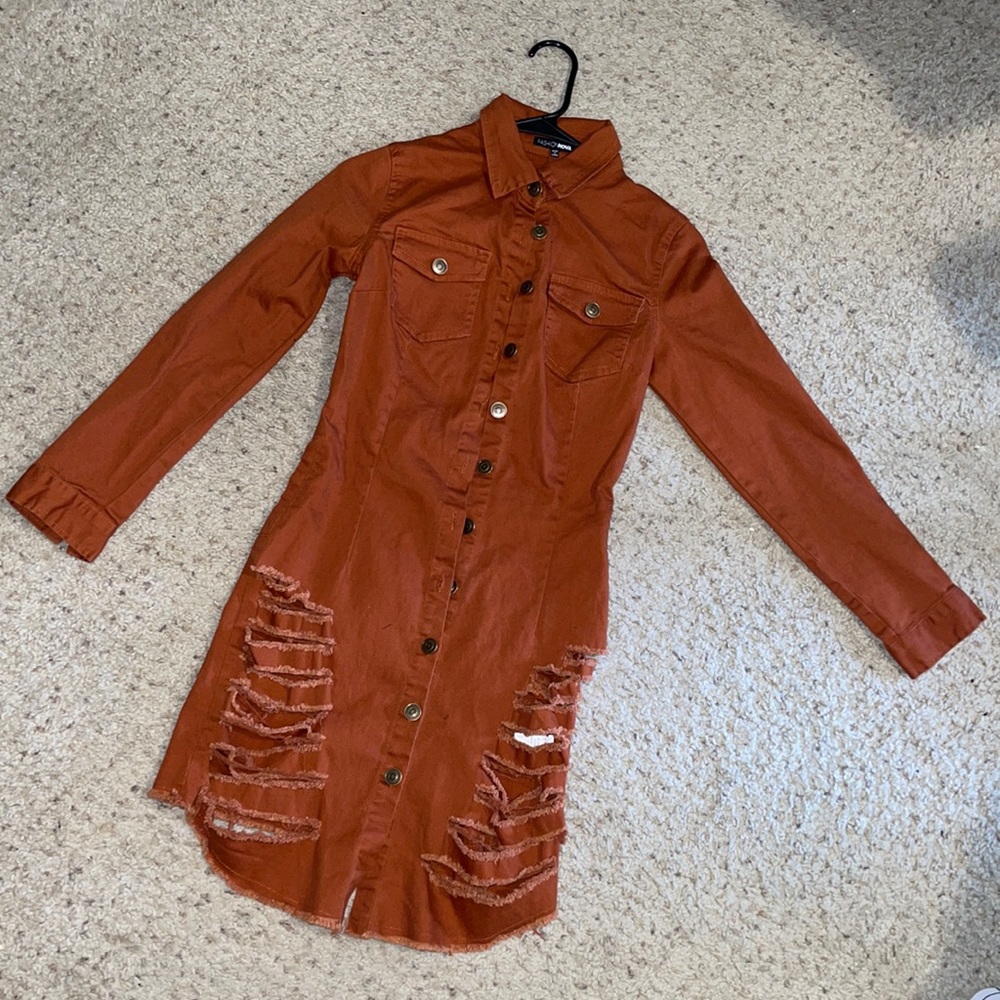 Rusty/burnt orange jean dress